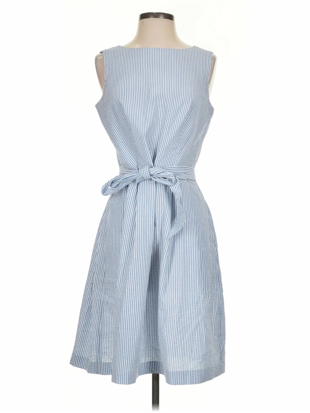 Anne Klein Blue and White Striped Tie-Neck Sundress